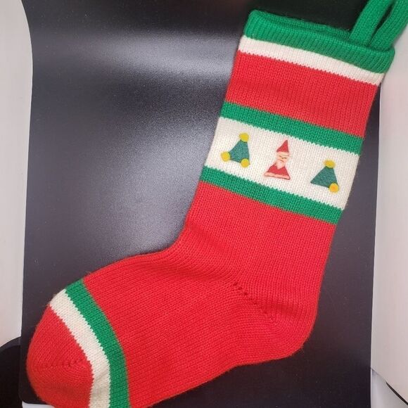 Vintage hand knit Christmas stocking